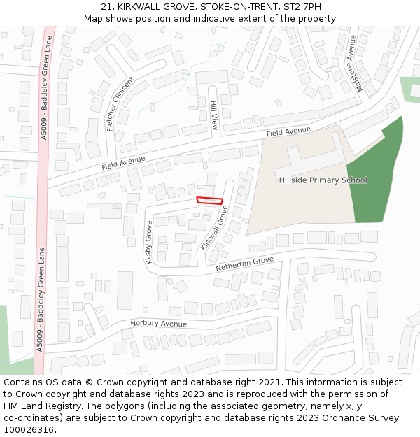 21, KIRKWALL GROVE, STOKE-ON-TRENT, ST2 7PH: Location map and indicative extent of plot