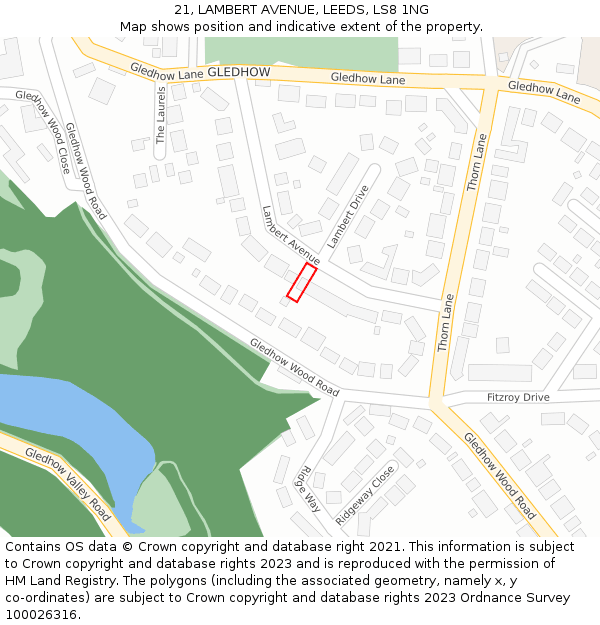 21, LAMBERT AVENUE, LEEDS, LS8 1NG: Location map and indicative extent of plot