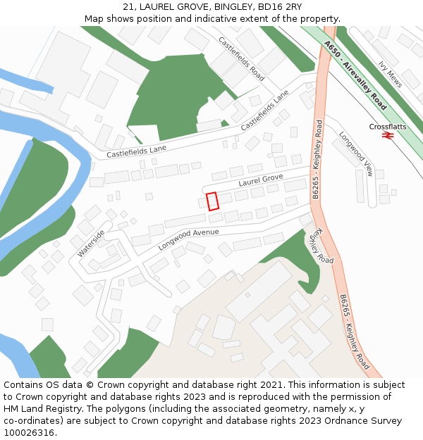 21, LAUREL GROVE, BINGLEY, BD16 2RY: Location map and indicative extent of plot
