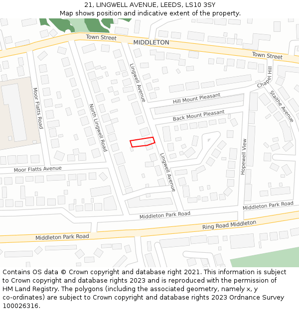 21, LINGWELL AVENUE, LEEDS, LS10 3SY: Location map and indicative extent of plot