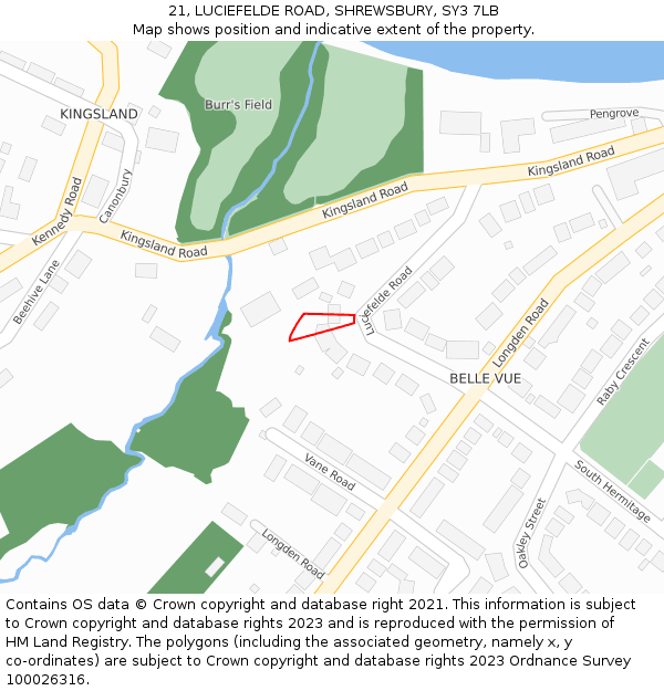 21, LUCIEFELDE ROAD, SHREWSBURY, SY3 7LB: Location map and indicative extent of plot
