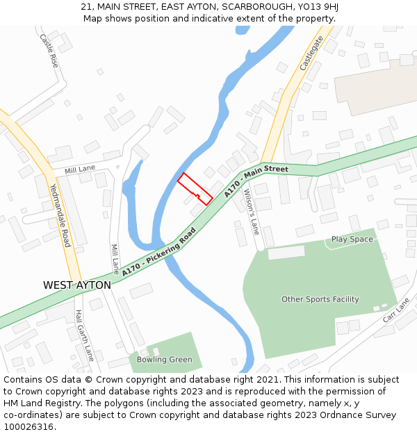 21, MAIN STREET, EAST AYTON, SCARBOROUGH, YO13 9HJ: Location map and indicative extent of plot