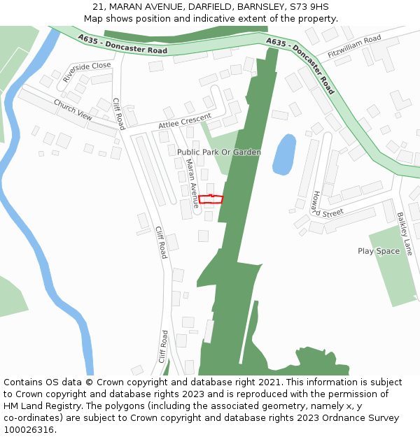 21, MARAN AVENUE, DARFIELD, BARNSLEY, S73 9HS: Location map and indicative extent of plot