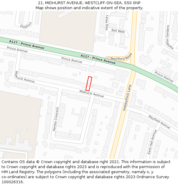 21, MIDHURST AVENUE, WESTCLIFF-ON-SEA, SS0 0NP: Location map and indicative extent of plot