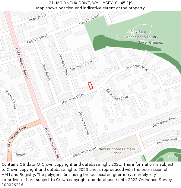 21, MOLYNEUX DRIVE, WALLASEY, CH45 1JS: Location map and indicative extent of plot