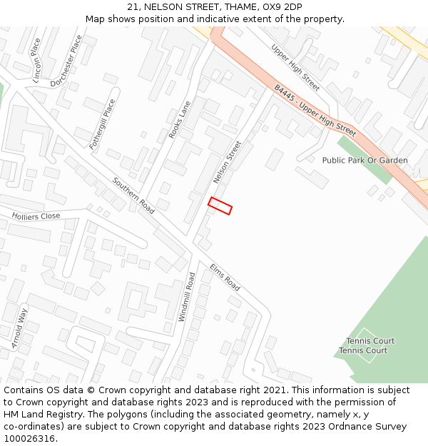 21, NELSON STREET, THAME, OX9 2DP: Location map and indicative extent of plot