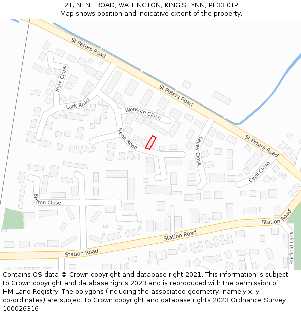 21, NENE ROAD, WATLINGTON, KING'S LYNN, PE33 0TP: Location map and indicative extent of plot