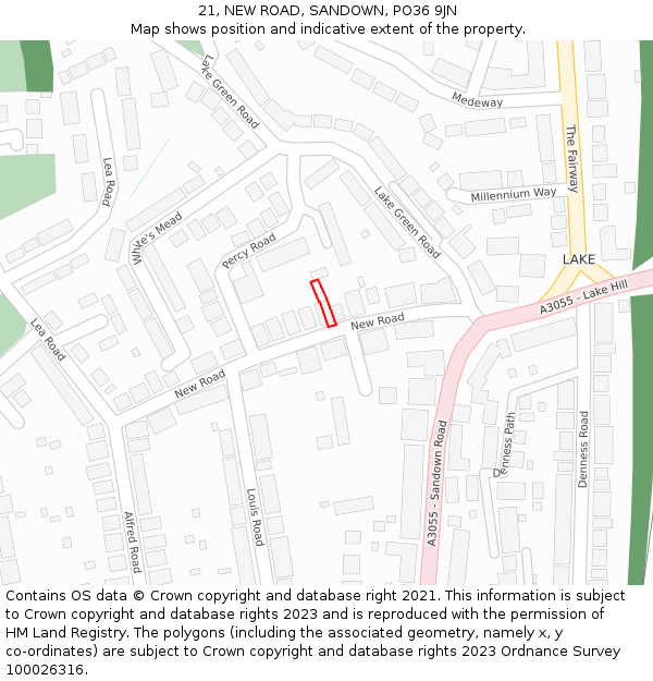 21, NEW ROAD, SANDOWN, PO36 9JN: Location map and indicative extent of plot