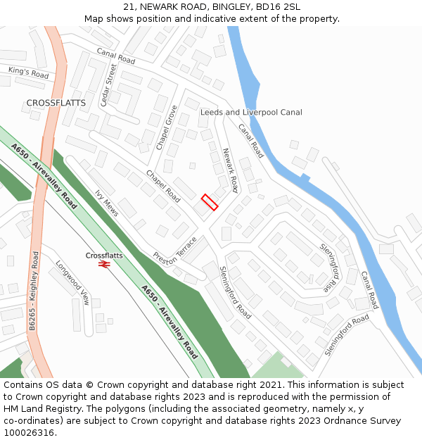 21, NEWARK ROAD, BINGLEY, BD16 2SL: Location map and indicative extent of plot