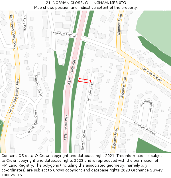 21, NORMAN CLOSE, GILLINGHAM, ME8 0TG: Location map and indicative extent of plot