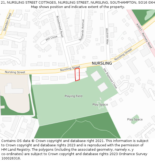 21, NURSLING STREET COTTAGES, NURSLING STREET, NURSLING, SOUTHAMPTON, SO16 0XH: Location map and indicative extent of plot