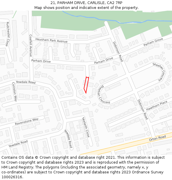 21, PARHAM DRIVE, CARLISLE, CA2 7RP: Location map and indicative extent of plot