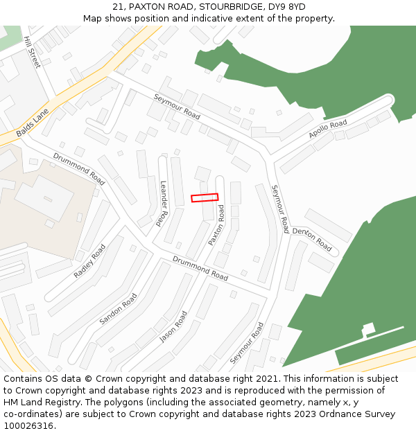 21, PAXTON ROAD, STOURBRIDGE, DY9 8YD: Location map and indicative extent of plot