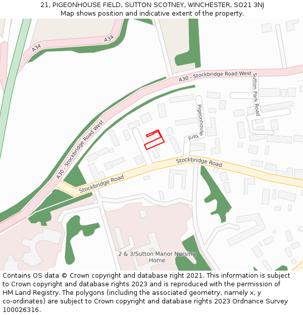 21, PIGEONHOUSE FIELD, SUTTON SCOTNEY, WINCHESTER, SO21 3NJ: Location map and indicative extent of plot