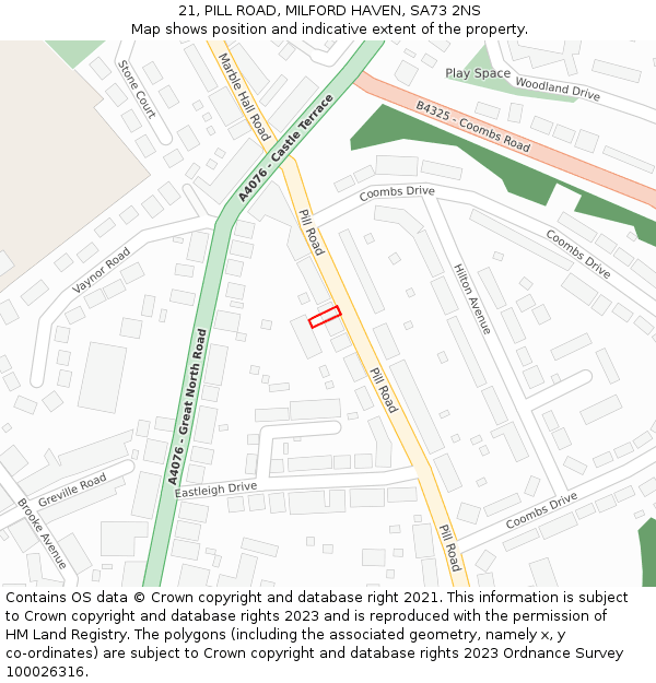 21, PILL ROAD, MILFORD HAVEN, SA73 2NS: Location map and indicative extent of plot