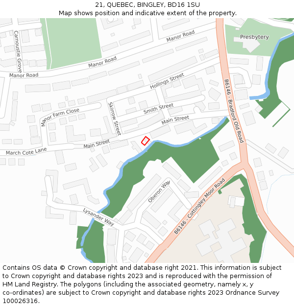 21, QUEBEC, BINGLEY, BD16 1SU: Location map and indicative extent of plot