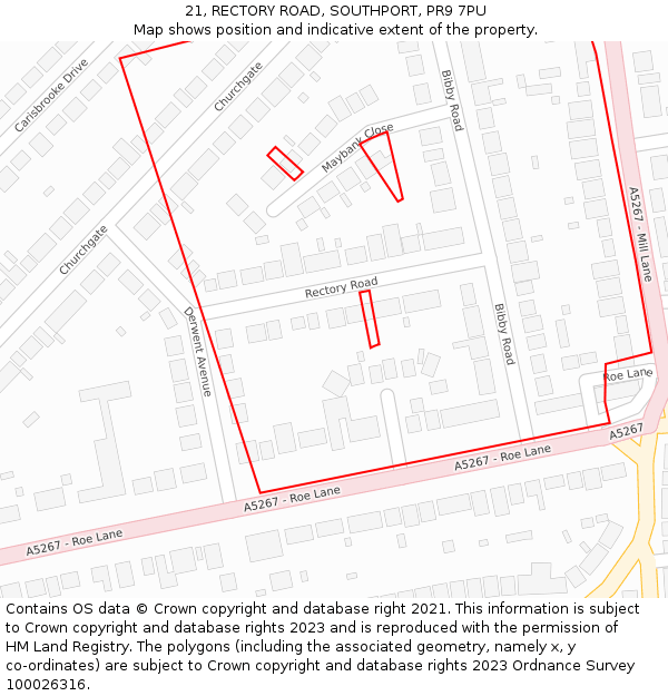 21, RECTORY ROAD, SOUTHPORT, PR9 7PU: Location map and indicative extent of plot