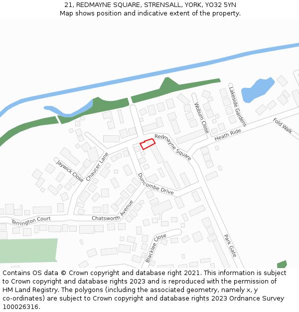 21, REDMAYNE SQUARE, STRENSALL, YORK, YO32 5YN: Location map and indicative extent of plot