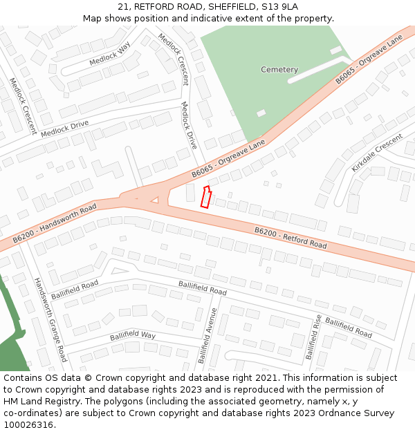 21, RETFORD ROAD, SHEFFIELD, S13 9LA: Location map and indicative extent of plot