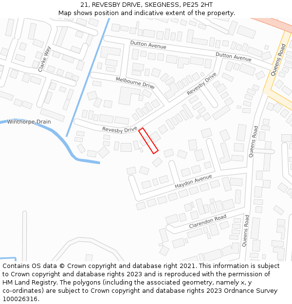 21, REVESBY DRIVE, SKEGNESS, PE25 2HT: Location map and indicative extent of plot