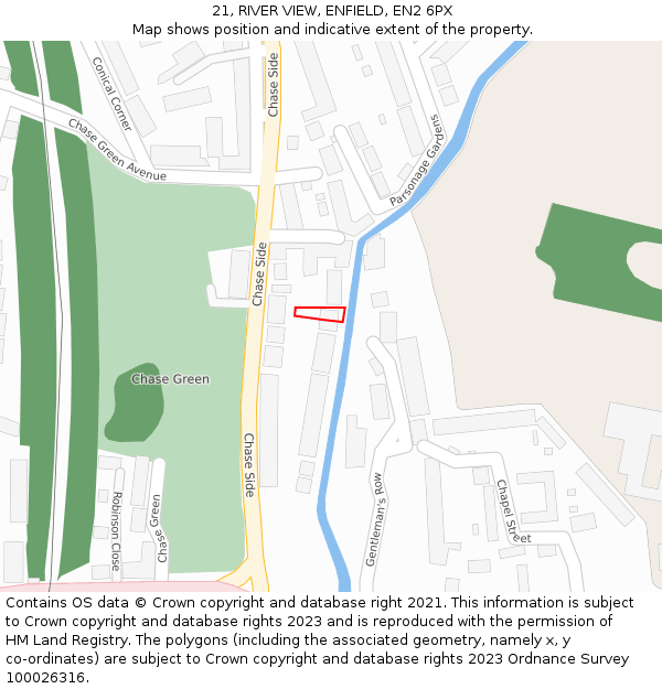 21, RIVER VIEW, ENFIELD, EN2 6PX: Location map and indicative extent of plot