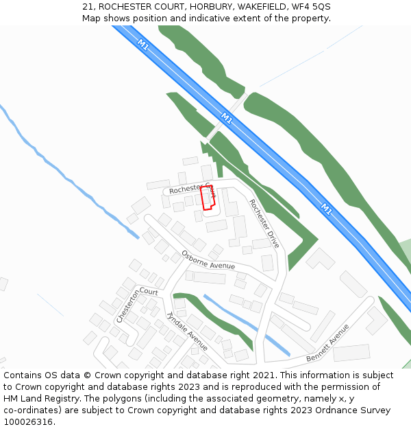 21, ROCHESTER COURT, HORBURY, WAKEFIELD, WF4 5QS: Location map and indicative extent of plot