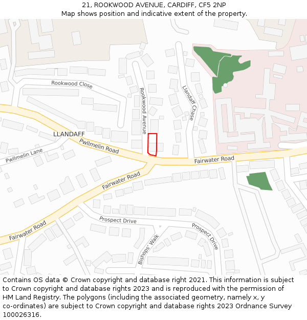 21, ROOKWOOD AVENUE, CARDIFF, CF5 2NP: Location map and indicative extent of plot