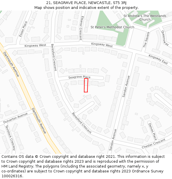 21, SEAGRAVE PLACE, NEWCASTLE, ST5 3RJ: Location map and indicative extent of plot