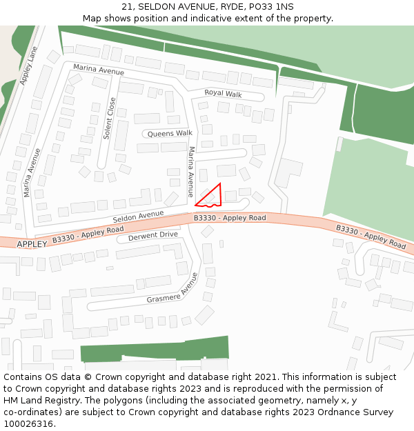 21, SELDON AVENUE, RYDE, PO33 1NS: Location map and indicative extent of plot