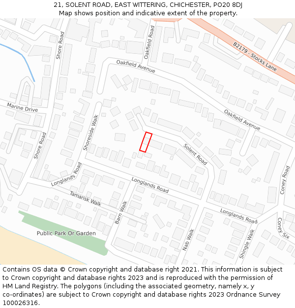 21, SOLENT ROAD, EAST WITTERING, CHICHESTER, PO20 8DJ: Location map and indicative extent of plot