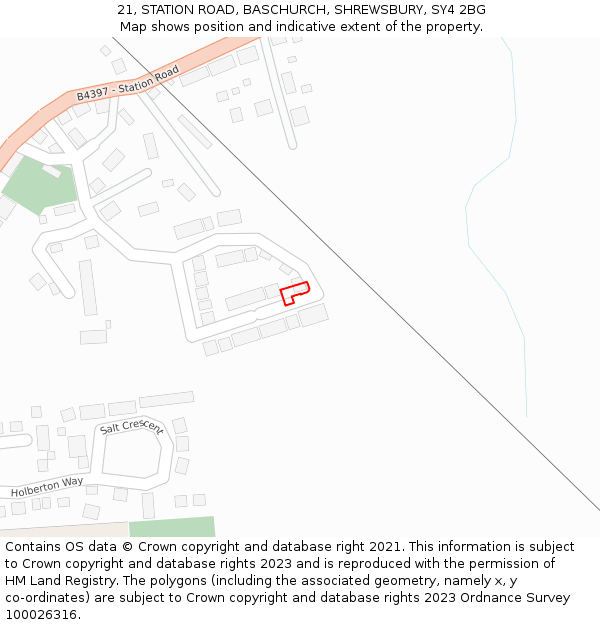 21, STATION ROAD, BASCHURCH, SHREWSBURY, SY4 2BG: Location map and indicative extent of plot