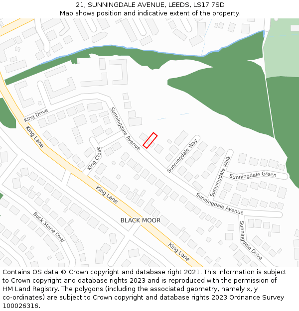 21, SUNNINGDALE AVENUE, LEEDS, LS17 7SD: Location map and indicative extent of plot