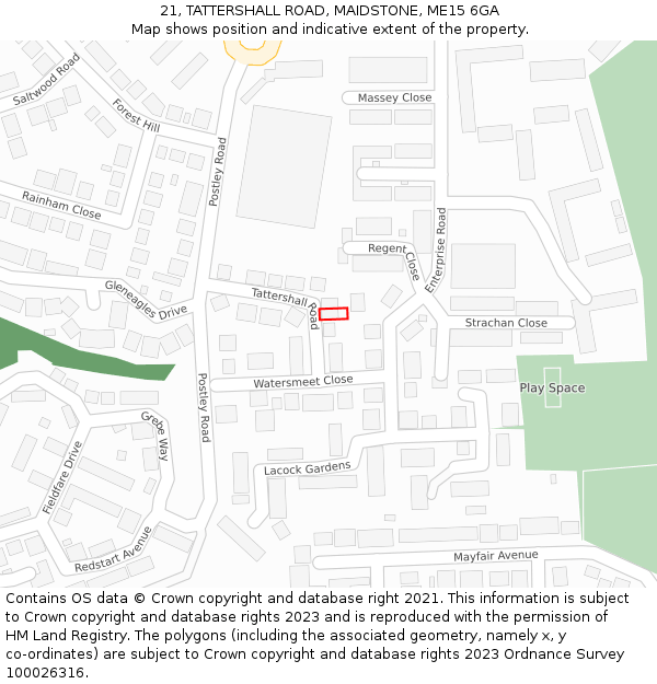 21, TATTERSHALL ROAD, MAIDSTONE, ME15 6GA: Location map and indicative extent of plot