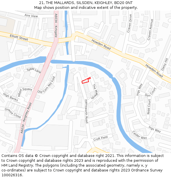 21, THE MALLARDS, SILSDEN, KEIGHLEY, BD20 0NT: Location map and indicative extent of plot