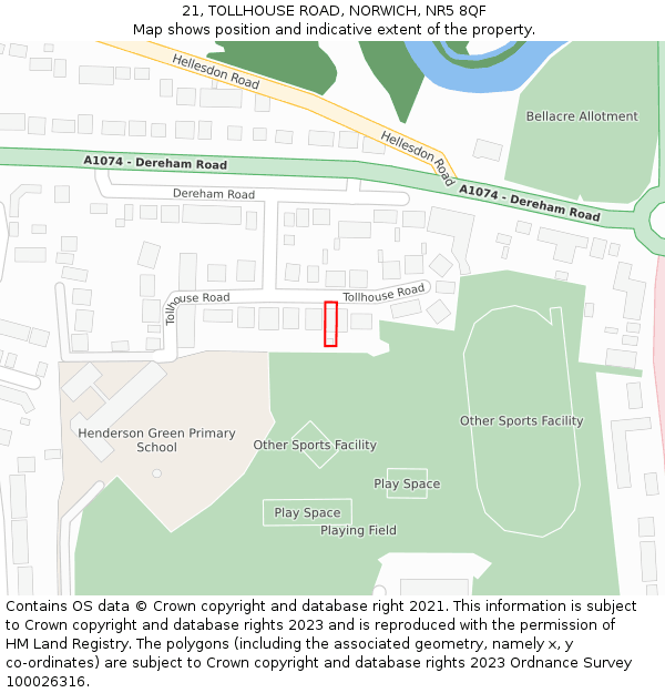21, TOLLHOUSE ROAD, NORWICH, NR5 8QF: Location map and indicative extent of plot
