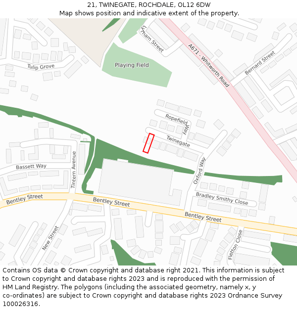 21, TWINEGATE, ROCHDALE, OL12 6DW: Location map and indicative extent of plot