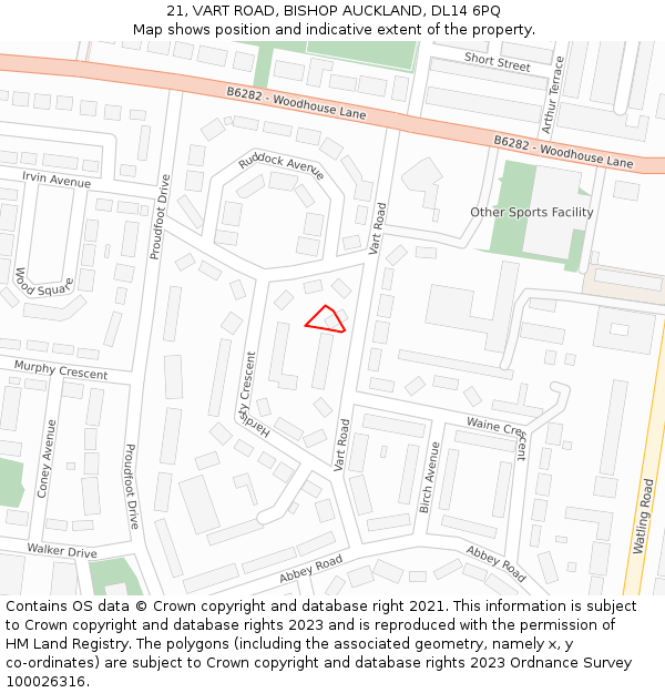 21, VART ROAD, BISHOP AUCKLAND, DL14 6PQ: Location map and indicative extent of plot