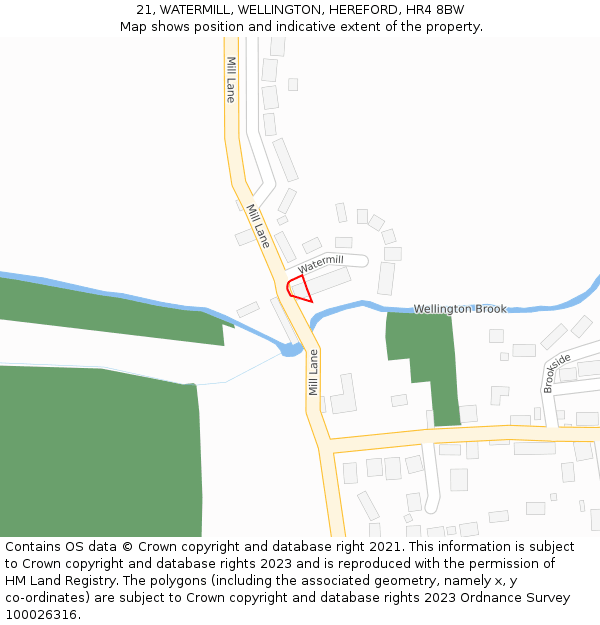 21, WATERMILL, WELLINGTON, HEREFORD, HR4 8BW: Location map and indicative extent of plot