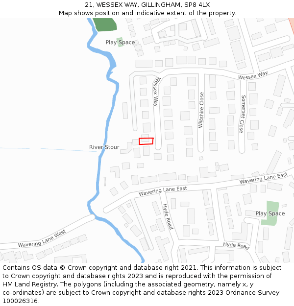 21, WESSEX WAY, GILLINGHAM, SP8 4LX: Location map and indicative extent of plot