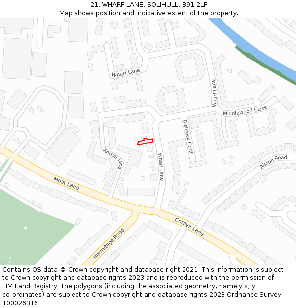 21, WHARF LANE, SOLIHULL, B91 2LF: Location map and indicative extent of plot