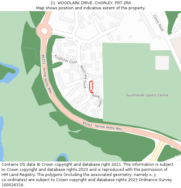 21, WOODLARK DRIVE, CHORLEY, PR7 2RA: Location map and indicative extent of plot