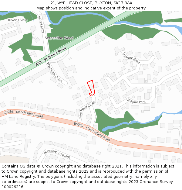 21, WYE HEAD CLOSE, BUXTON, SK17 9AX: Location map and indicative extent of plot