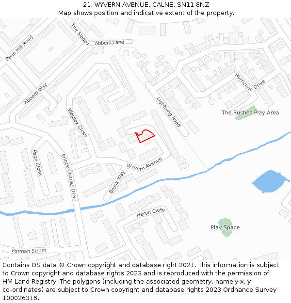 21, WYVERN AVENUE, CALNE, SN11 8NZ: Location map and indicative extent of plot