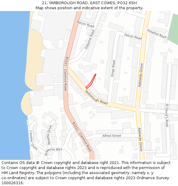 21, YARBOROUGH ROAD, EAST COWES, PO32 6SH: Location map and indicative extent of plot