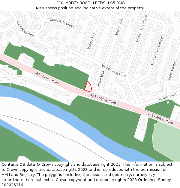 210, ABBEY ROAD, LEEDS, LS5 3NG: Location map and indicative extent of plot
