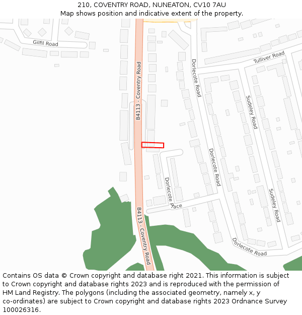 210, COVENTRY ROAD, NUNEATON, CV10 7AU: Location map and indicative extent of plot