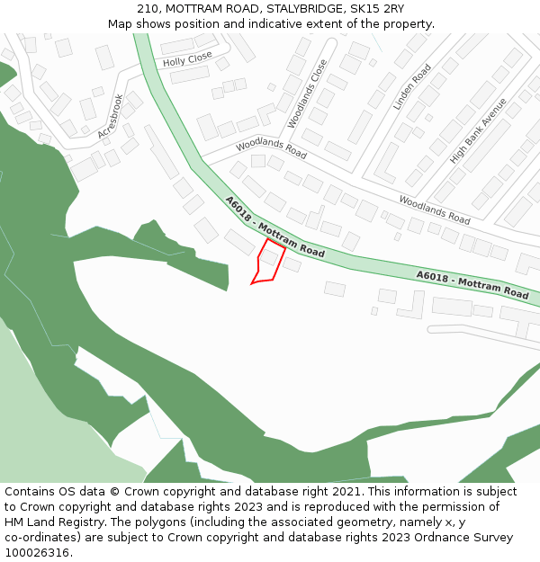 210, MOTTRAM ROAD, STALYBRIDGE, SK15 2RY: Location map and indicative extent of plot