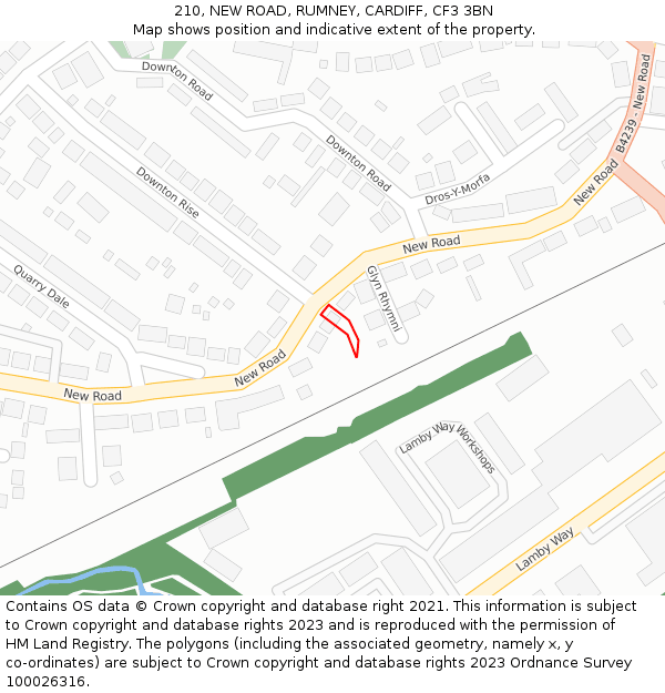 210, NEW ROAD, RUMNEY, CARDIFF, CF3 3BN: Location map and indicative extent of plot