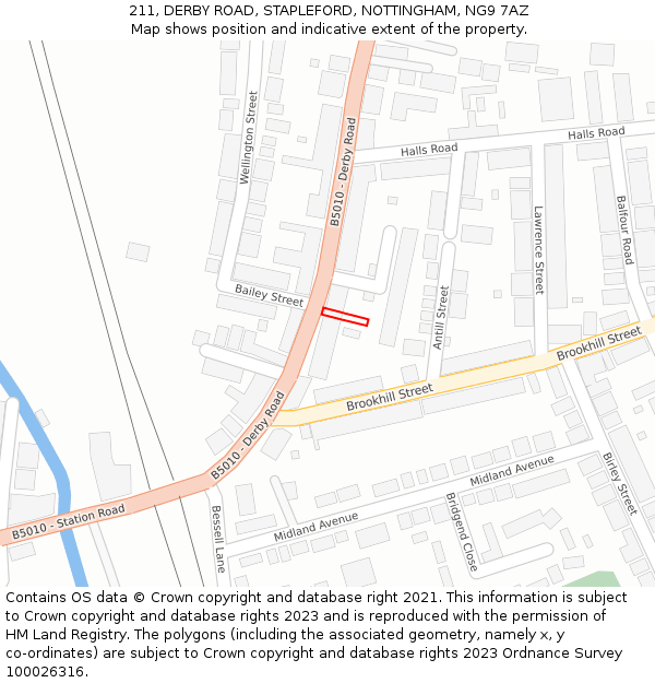 211, DERBY ROAD, STAPLEFORD, NOTTINGHAM, NG9 7AZ: Location map and indicative extent of plot