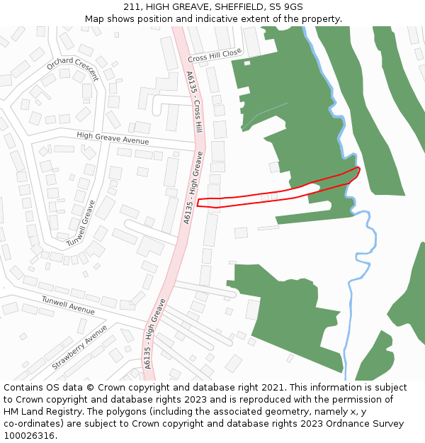 211, HIGH GREAVE, SHEFFIELD, S5 9GS: Location map and indicative extent of plot